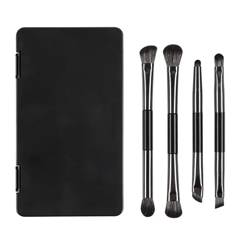 Pincel De Sombras Doble 4unidades Portable Set Con Espejo
