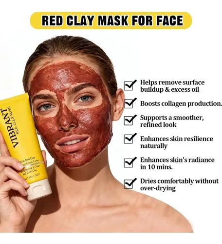 Mascarilla De Arcilla Roja Con Brocha De Silicona Afalin