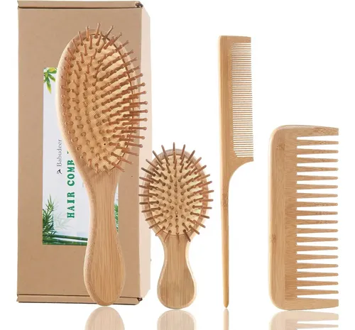 [ Juego De Peines Y Cepillos For El Cabello De Bambú, *