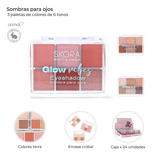 Paleta Sombras Para Ojos Skora Glow Vibes 6 Tonos Polvo