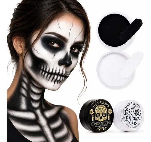 Kit 2 Maquillaje Blanco Negra Pinturas Para La Cara Ultramo