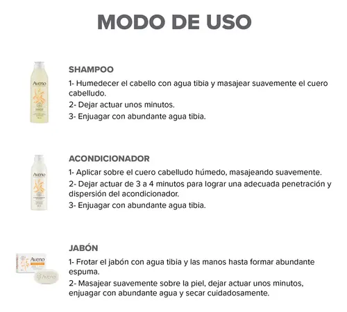 Combo Aveno Shampoo Acondicionador Jabon Avena