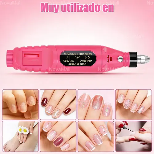 Lima De Uñas Eléctrico Portátil Con 6 Profesional Brocas Kit