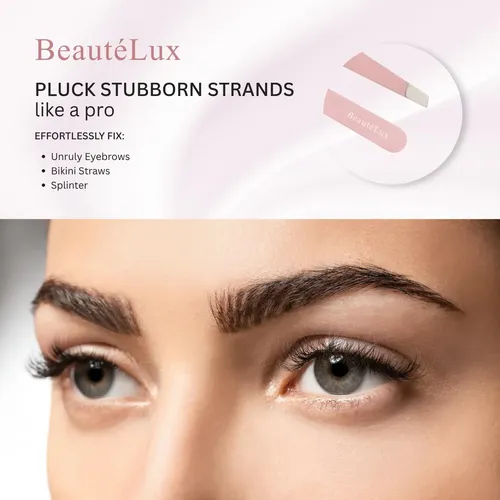 Pinzas Para Cejas Beautélux, Punta Inclinada, Acero Inoxidab