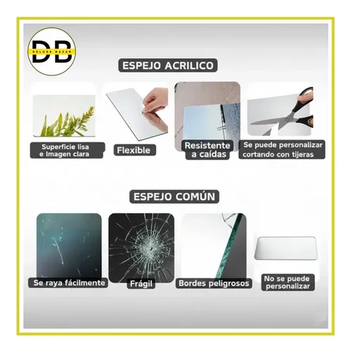 Pack X10 Lámina Espejo Acrílico 30 X40 Adhesiva Rectangular