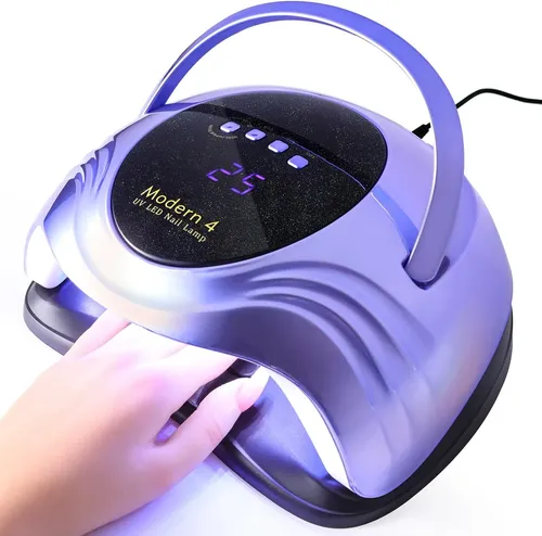 Lámpara Uv Led Profesional Perla Violeta Con Sensor Y 4 Tie