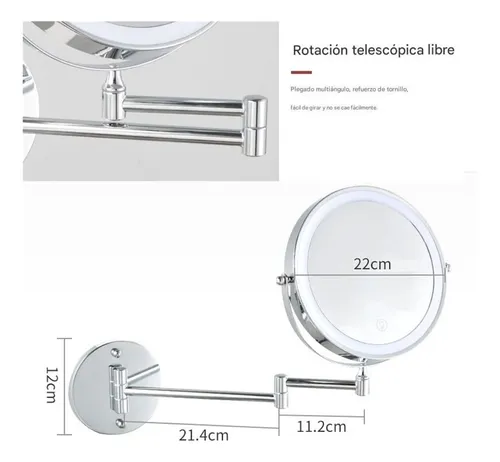 Espejo De Tocador Iluminado 8.5 Con Luz Regulable