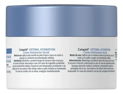 Cetaphil Optimal Hydration Crema de Día Facial Piel Sensible y Seca 48 g | Con HydroSensitiv Complex, ácido hialurónico y margarita azul, hidrata durante 48 horas, mejora la suavidad en 1 semana.