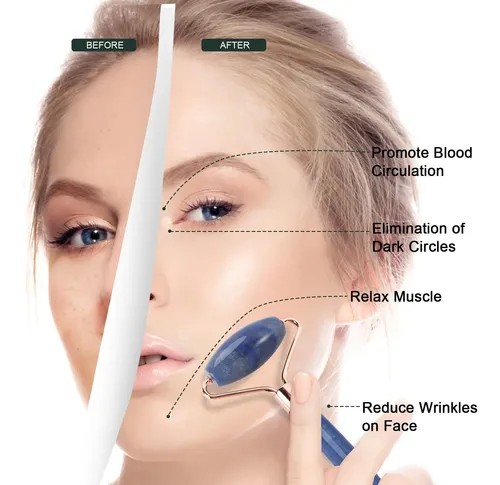 Rodillo Facial Xyzbstar Jade Y Gua Sha Masajeador Azul