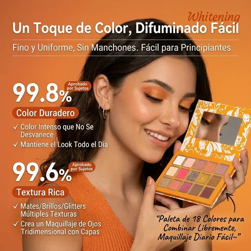 Paleta De Sombras Ojos 18 Tonos Arena Cálida Mate Y Brillo