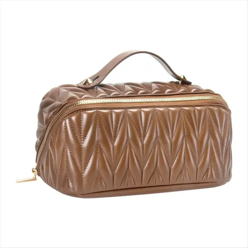 Bolsa De Maquillaje De Viaje De Cuero De Gran Capacidad Orga