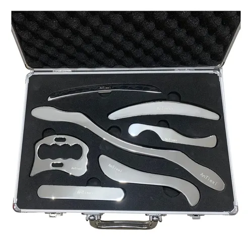 Masajeador Antiexi, Juego Gua Sha De Acero Inoxidable, 7 Pie