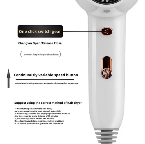 Secador De Pelo De Pared 1300 W Sin Perforación White -1300w