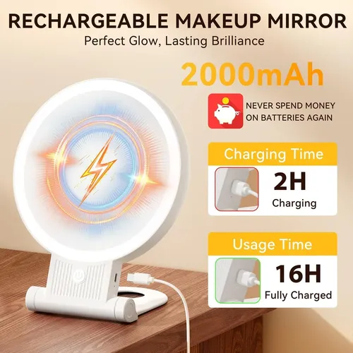 Espejo De Aumento Auxmir 1x30x Con Luz De Doble Cara