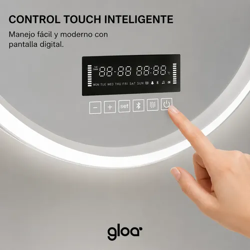 Espejo Redondo C/parlant Led 60cm Lupa Frío Cálido Bluetooth
