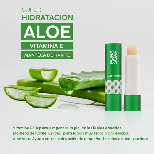 Bálsamo Labial Hidratante Pura Soap Aloe Vera