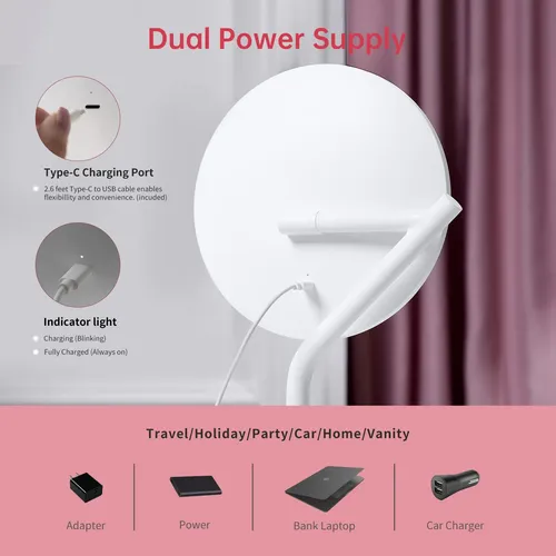 Espejo De Maquillaje Amiro Recargable Con Luz Led De 20 Cm Y