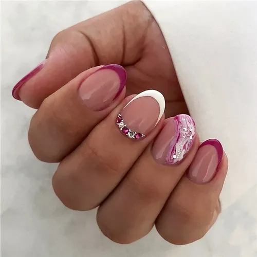 Uñas Postizas Cortas De Color Rosa