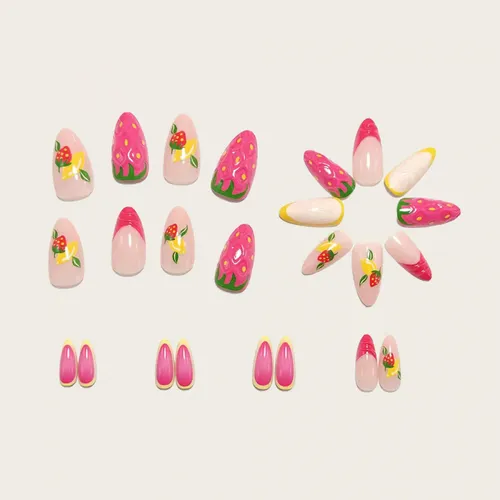 24 Piezas De Uñas A Presión, Pegatinas 3d Para Uñas