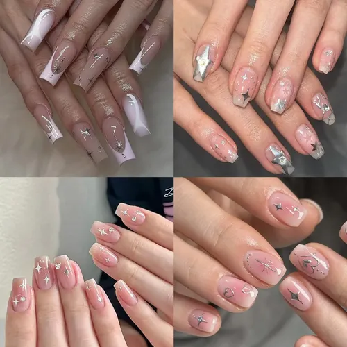 Adhesivos Para Uñas Nooepc, 7 Hojas, Con Espejo Metálico Pla
