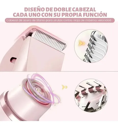 Depiladora Eléctrica 2 En 1 Doble Cabezal Mujer