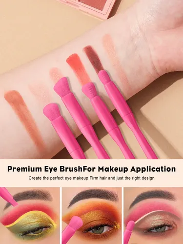 Set De 10 Brochas De Maquillaje Para Rostro Y Ojos Rose Pink