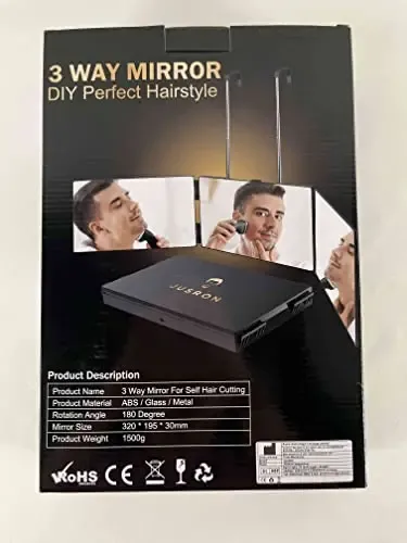 Espejo De 3 Vias Cristal Hd Claro Antivaho Luz Led Ajustable