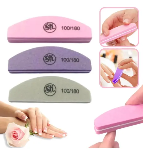 3 Mini Lima Sponge 100/180 Uñas Esculpidas Manicuria Luna