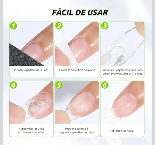 Cherimoya Pegamento Uñas Con Pincel Tips Y Uñas Postizas