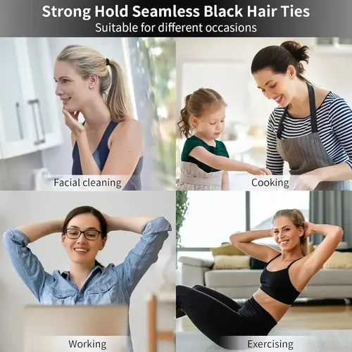 100 Piezas De Cintas Elásticas Negras Para El Pelo *b