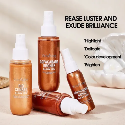 Aceite Corporal Iluminador Glitter Spray 3 Colores 40ml