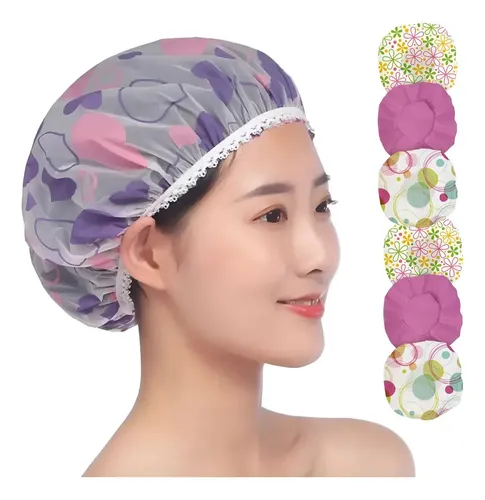 Kit Con 6 Gorros De Ducha De Plástico Cabello Seco Aleatorio