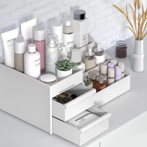 Organizador de Maquillaje y Cosméticos con 2 Cajones para Escritorio