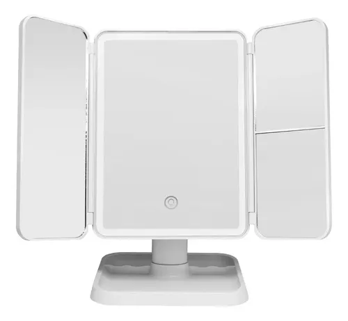 Espejo Para Maquillaje Blanco Con Luz Led Carga Usb E154