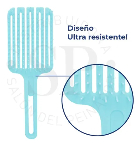 Cepillo Desenredante Antifrizz Flexible Rulos Lacio Eurostil Color Celeste