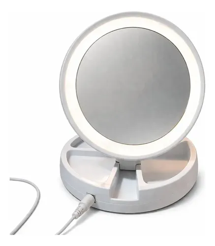 Espejo Con Luz Led Y Tricolor Doble Cara Y Aumento Hytoshy