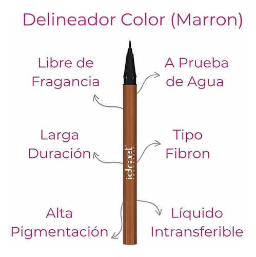 Delineador Liquido A Prueba De Agua Color Marron Idraet