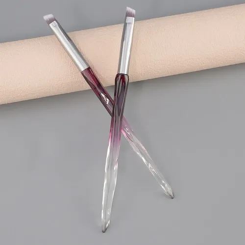 2 Pincel Angular Para Cejas Con Cristales Diamante (morado)
