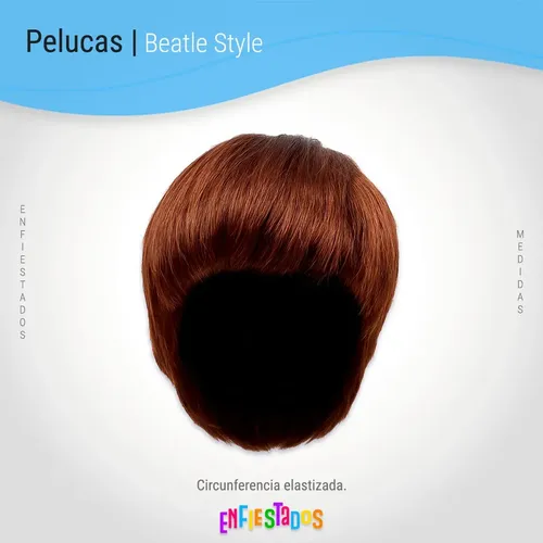 Peluca Pelo Cotillon Disfraz Beatles Lacio Flequillo Flogger