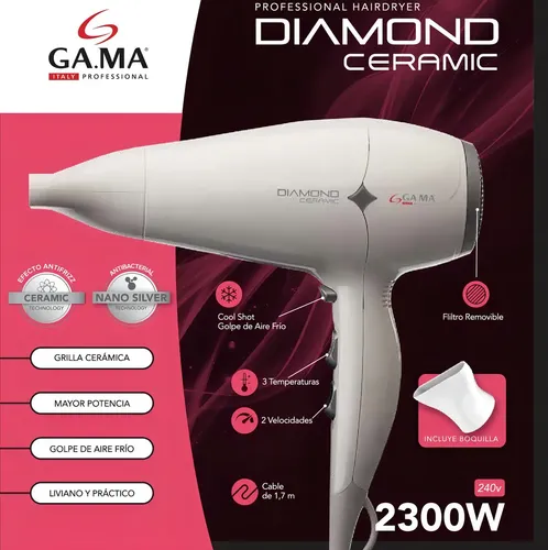 Secador De Cabello Ga.ma 3694 Diamond Color Blanco