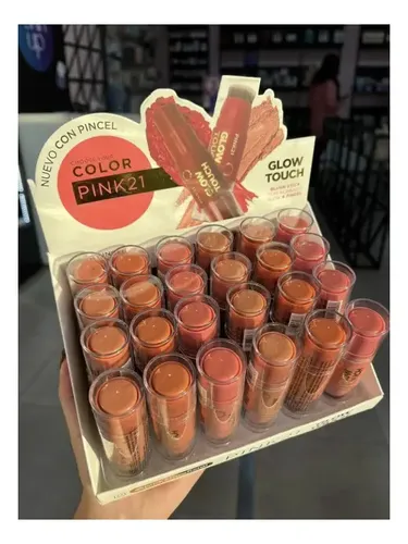 Blush Rubor Barra + Pincel Aplicador Pink21 Glow Touch