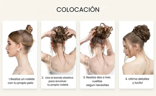 Rodete Recojido Postizo Similar Natural Pelo Sintético Opaco