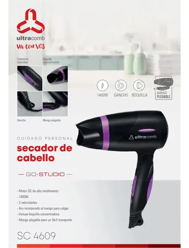 Secador De Pelo Ultracomb Sc-4609 1200w Color Negro