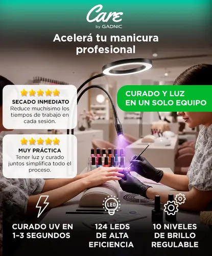 Lámpara Uv Led Gadnic Cabina Uñas Aro Luz Manicura Ajustable