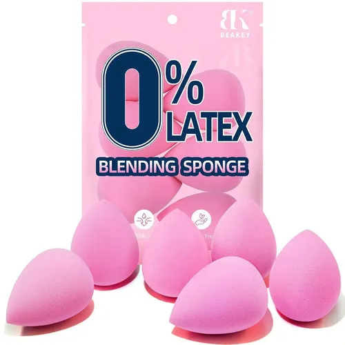 6 Pcs Beakey Super Soft Makeup Sponge Set Pink Latex Free