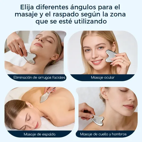 Kit 3 Piezas Guasha Facial Acero Inoxidable Masajes H
