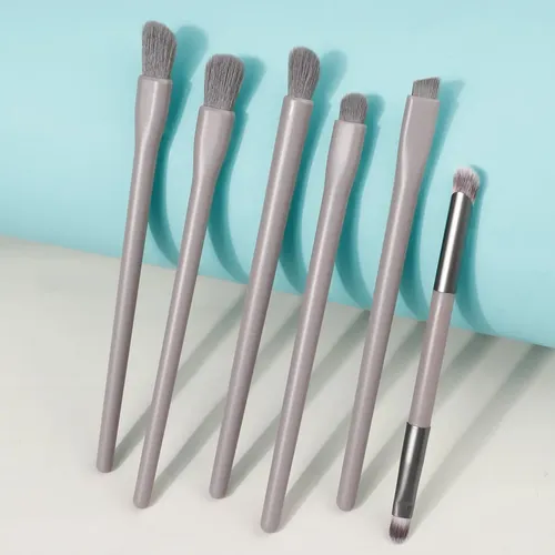 Set De 6 Brochas Moradas Para Maquillaje De Ojos