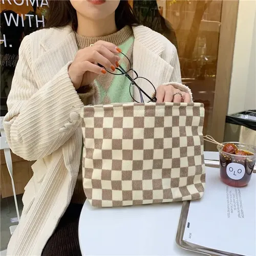 Bolsa De Maquillaje Pazimiik De Pana Con Cierre Grande Para