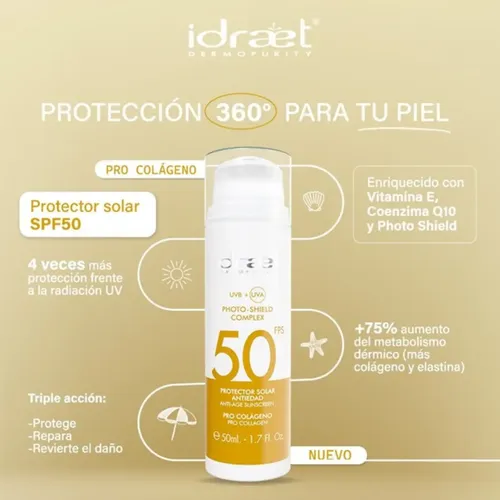 Idraet Protector Solar Antiedad Fps 50 Pro Colágeno 50ml