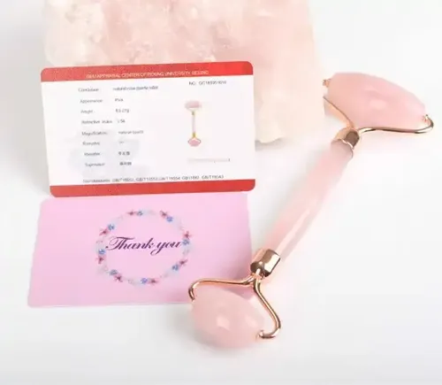 Rodillo Masaje Facial+ Raspado De Jade Gua Sha,cuarzo Rosa